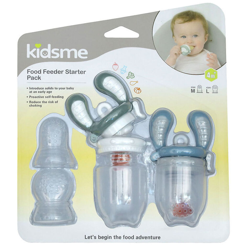 KidsMe Food Feedere - 2-pak - M/L - Grey/Azure