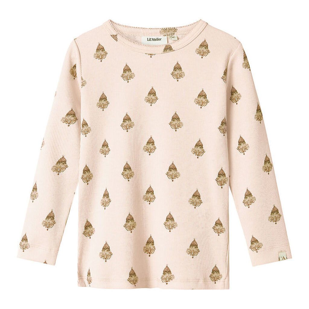 Lil' Atelier Bluse - Rib - NmfLavo - Pastel Parchment m. Klovne