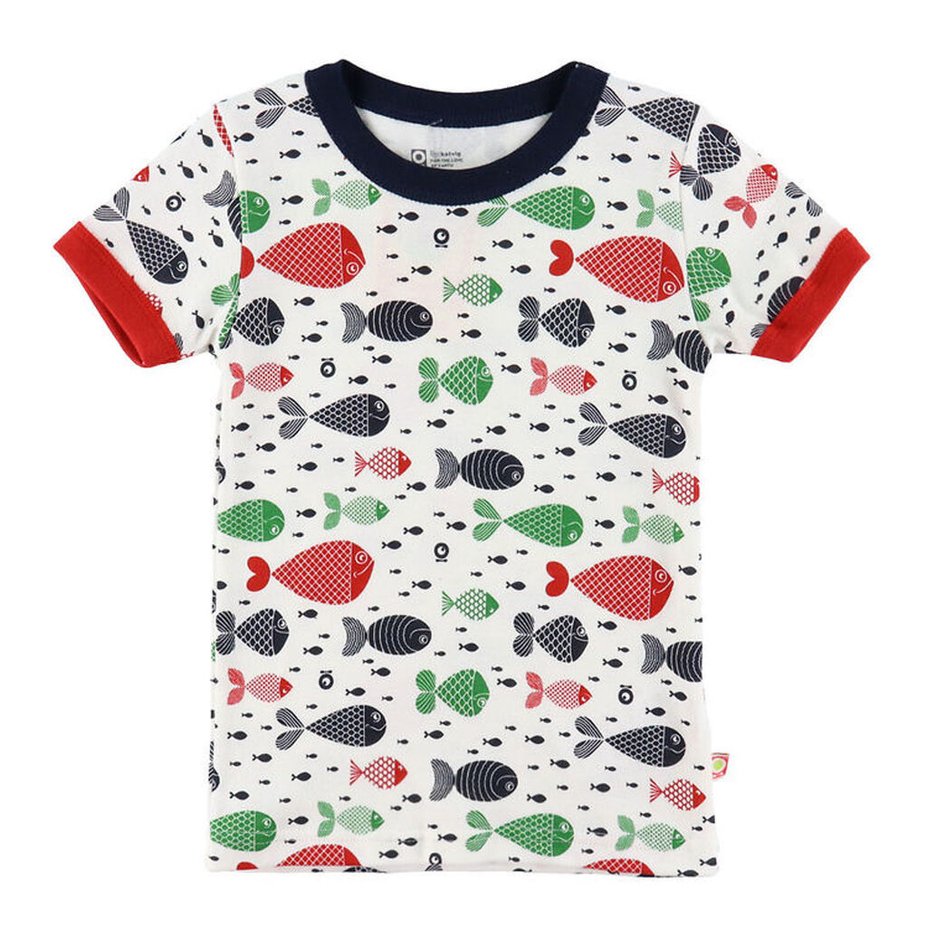 Katvig T-shirt - Navy/Rød m. Fisk