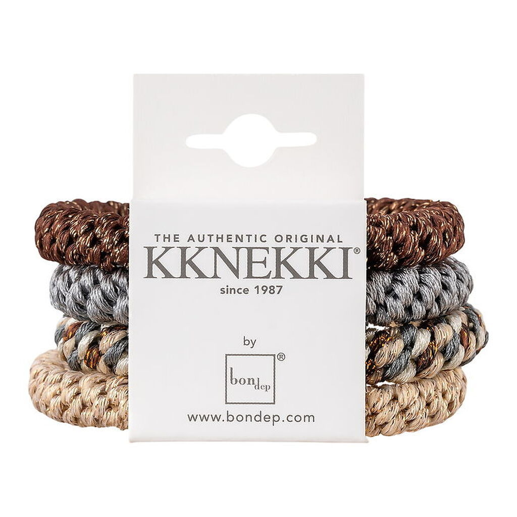 Kknekki Hårelastikker - 4-pak - Beige/Brun/Grå