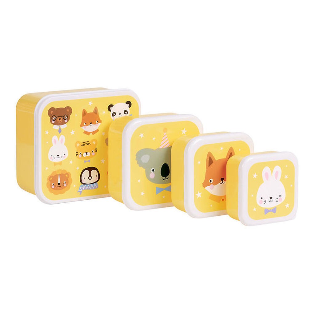 A Little Lovely Company Madkassesæt - 4 stk - Animal Friends