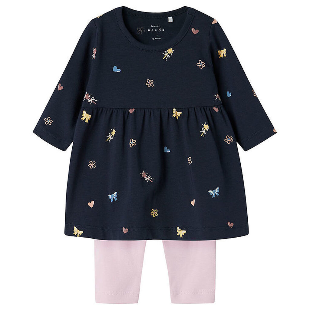 Name It Kjole/Leggings - NbfVandora - Navy Blazer m. Sløjfer Og