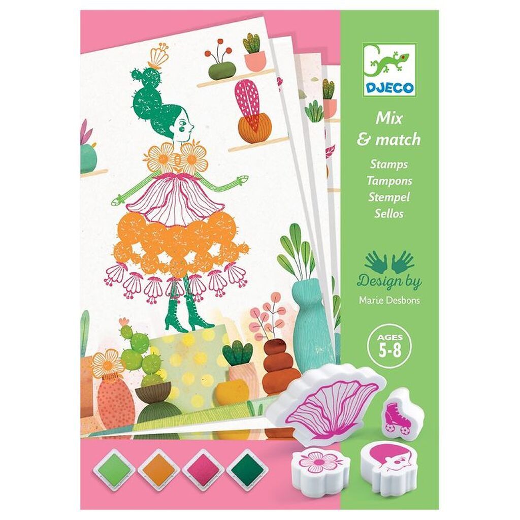 Djeco Stempelsæt - Mix & Match - Blomsterpiger