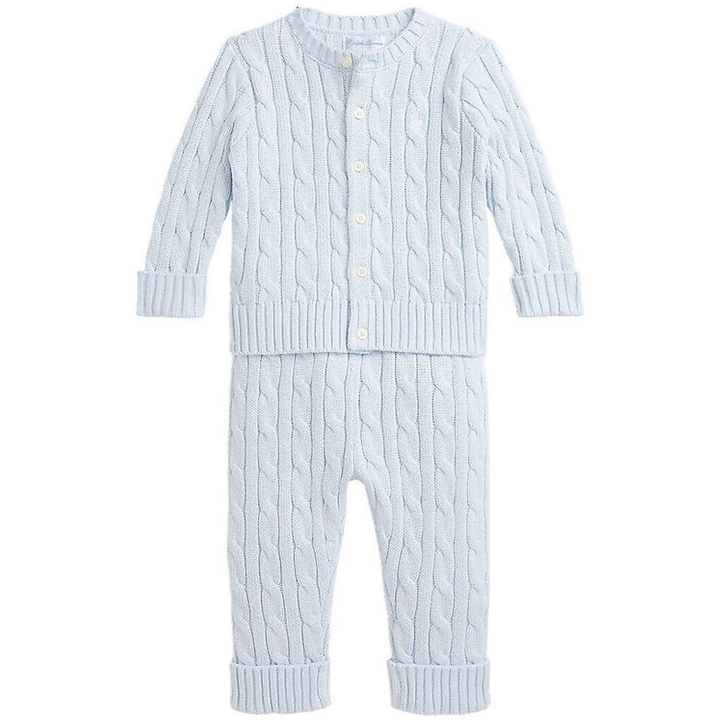 Polo Ralph Lauren Sæt - Cardigan/Bukser - Strik - Pearl Blue