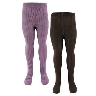 Minymo Strømpebukser - 2-Pak - Solid Rib - Zephyr