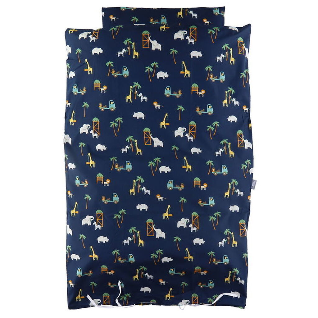 Nørgaard Madsens Sengetøj - Baby - Navy m. Safaridyr