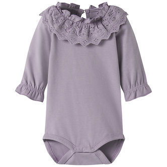 Name It Body l/æ - NbfTroja - Lavender Gray m. Flæser
