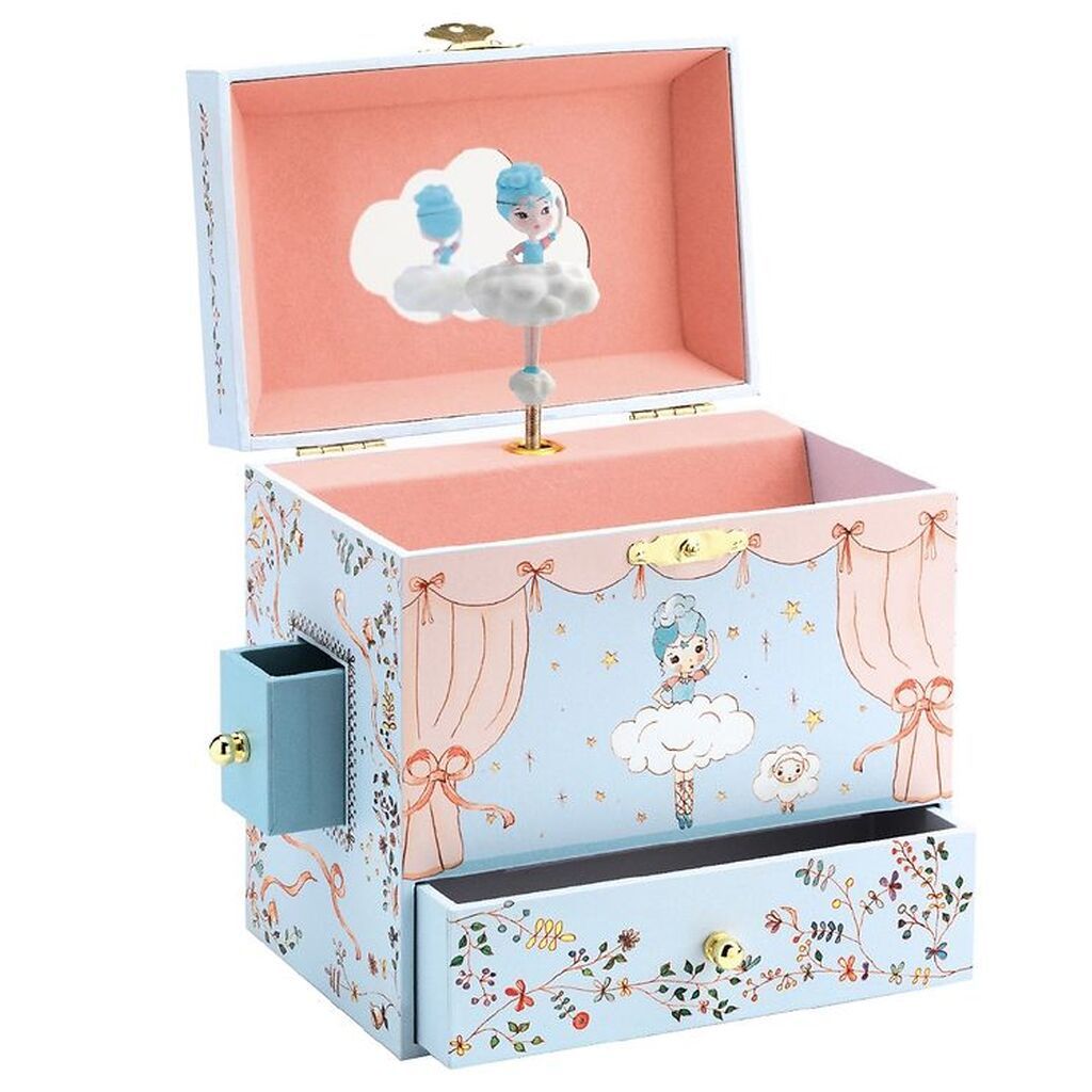Djeco Smykkeskrin m. Musik - 16x17x10 cm - Ballerina På Scenen