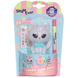 Style 4 Ever DIY Lampe - Kawaii Mini Deco - Kat m. Grøn/Pink