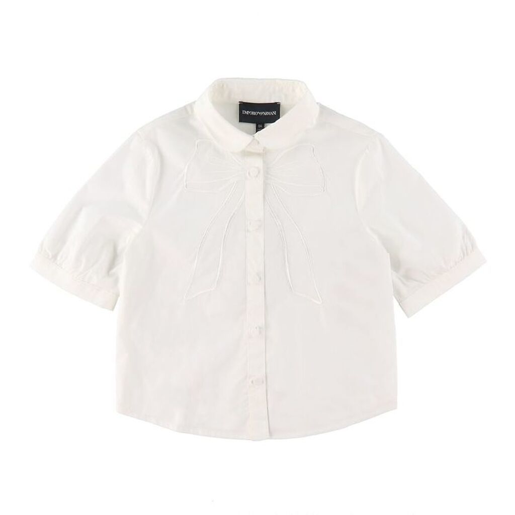 Emporio Armani Skjorte k/æ - Hvid m. Sløjfe