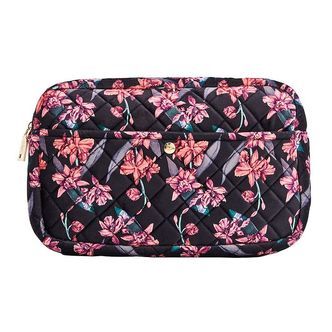 Fan Palm Toilettaske - Large - Quiltet Velour - Flawness Black