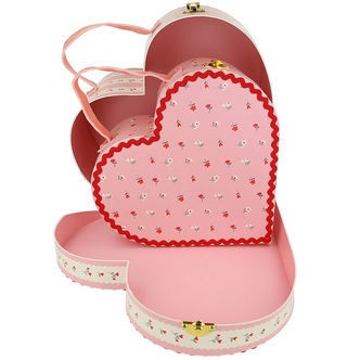 Meri Meri Kuffert - Hjerte - 2-pak - 21/26 cm - Vintage Heart -