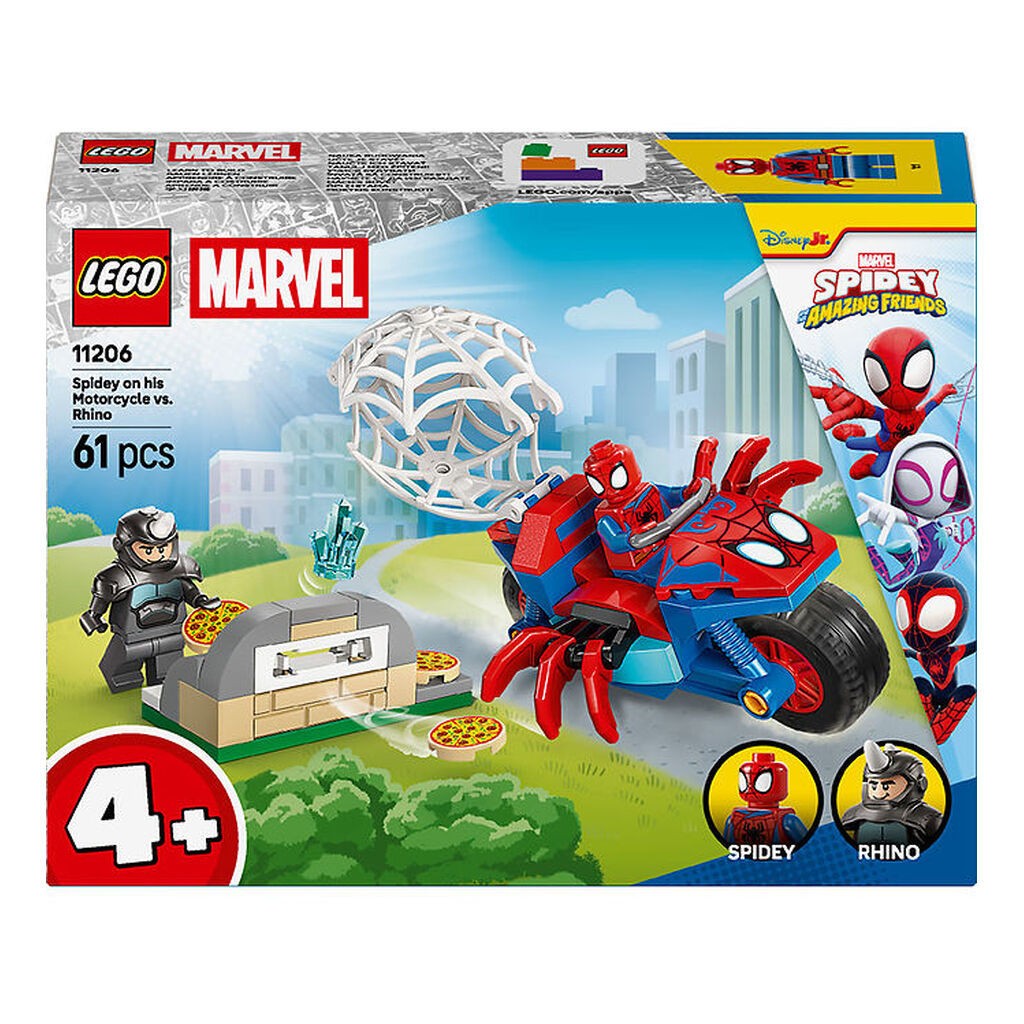 LEGOÂ® Marvel - Spidey På Sin Motorcykel Mod Rhino 11206 - 61 Del