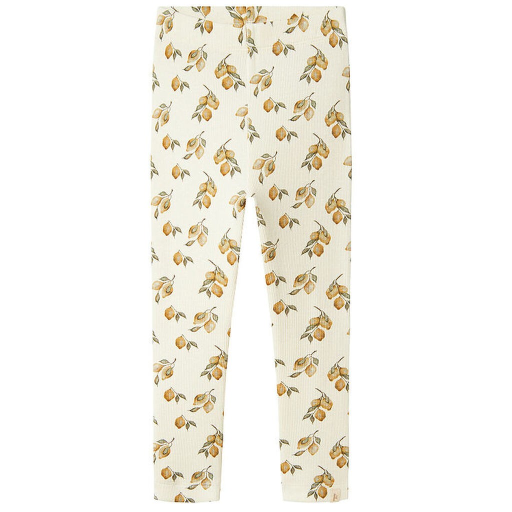 Lil' Atelier Leggings - Rib - NmfGavo - Turtledove/Lemon