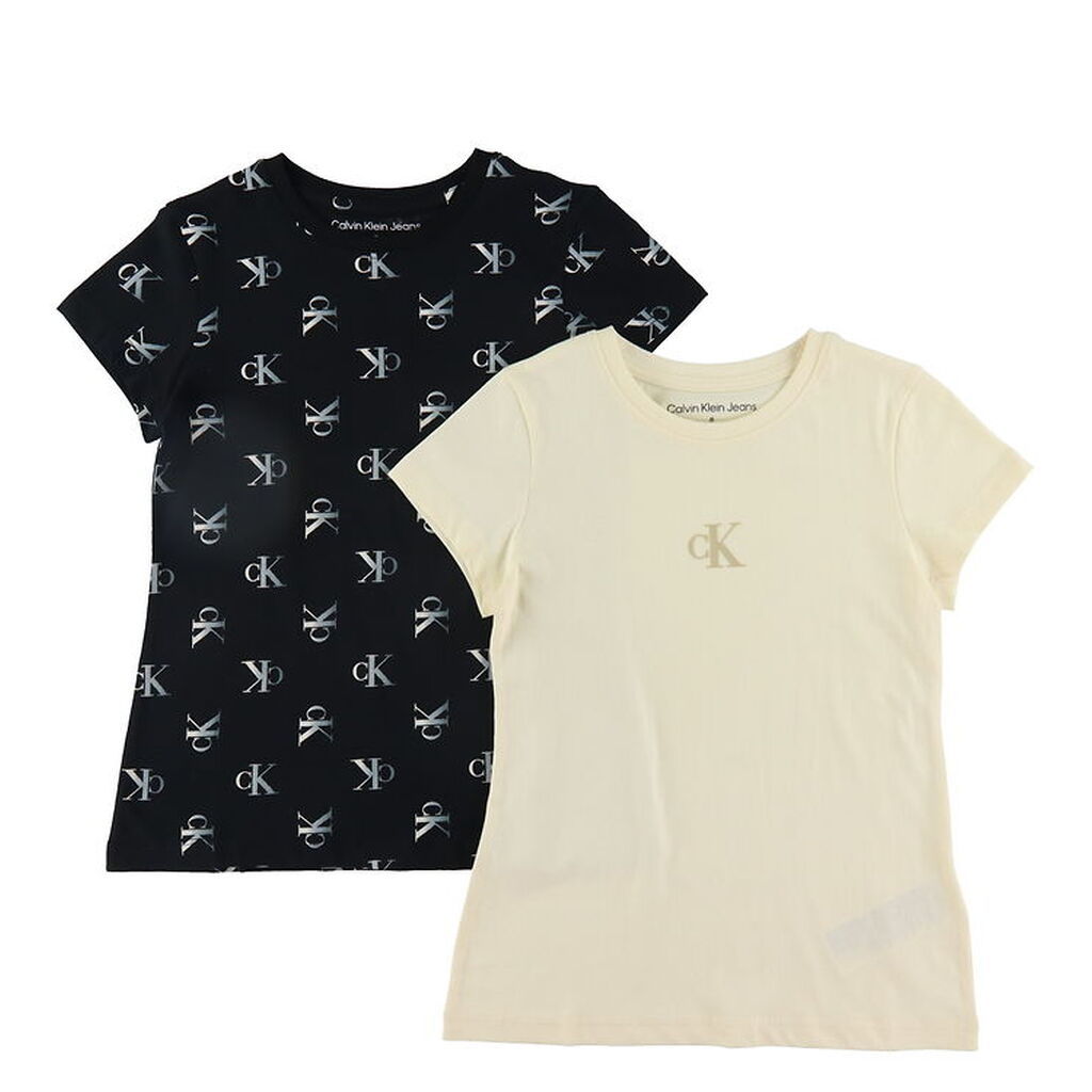 Calvin Klein T-shirt - 2-pak - Black Monogram Aop/Afterglow