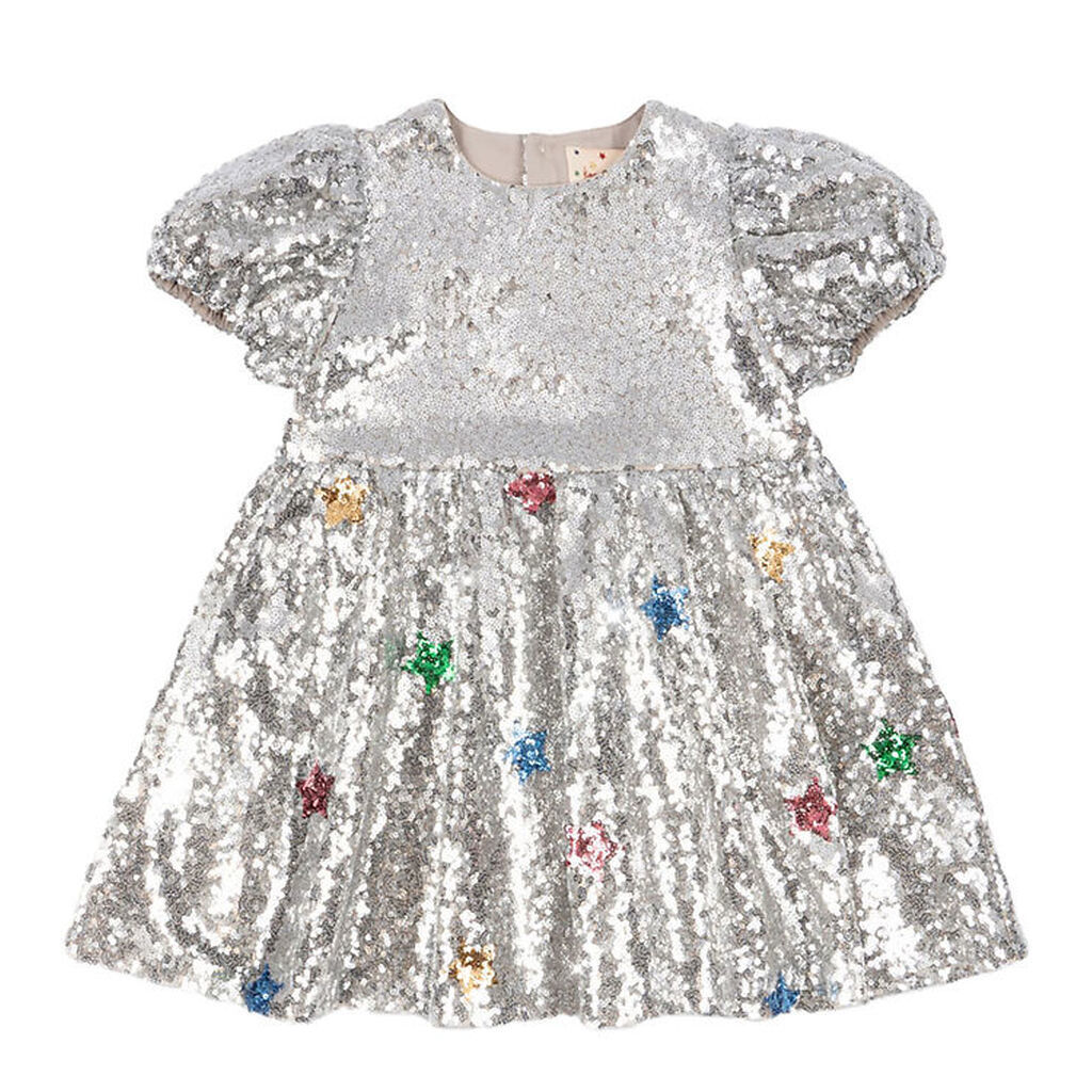 Konges Sløjd Kjole - Starla Star Dust - Star Sequin Silver