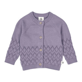 Müsli Cardigan - Strik - Leaf - Lilac Fog m. Hulmønster