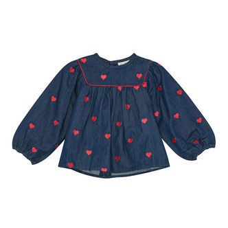 Flöss Bluse - Amee - Denim - Mid Blue Heart