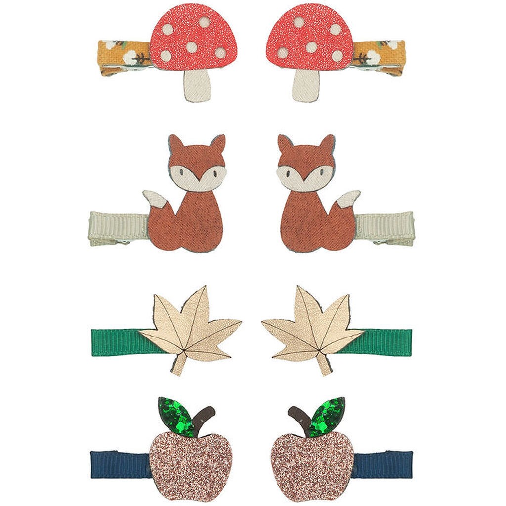 Mimi & Lula Hårclips - 8-pak - 3 cm - Mini Autumn Forest