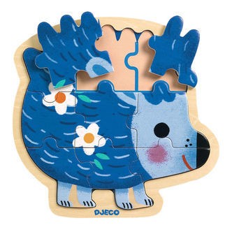 Djeco Puslespil - 9 Brikker - Træ - Pindsvin