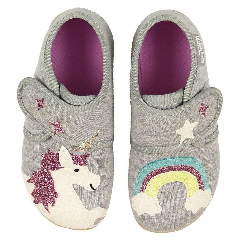 Living Kitzbühel Hjemmesko - Gråmeleret m. Regnbue/Enhjørning