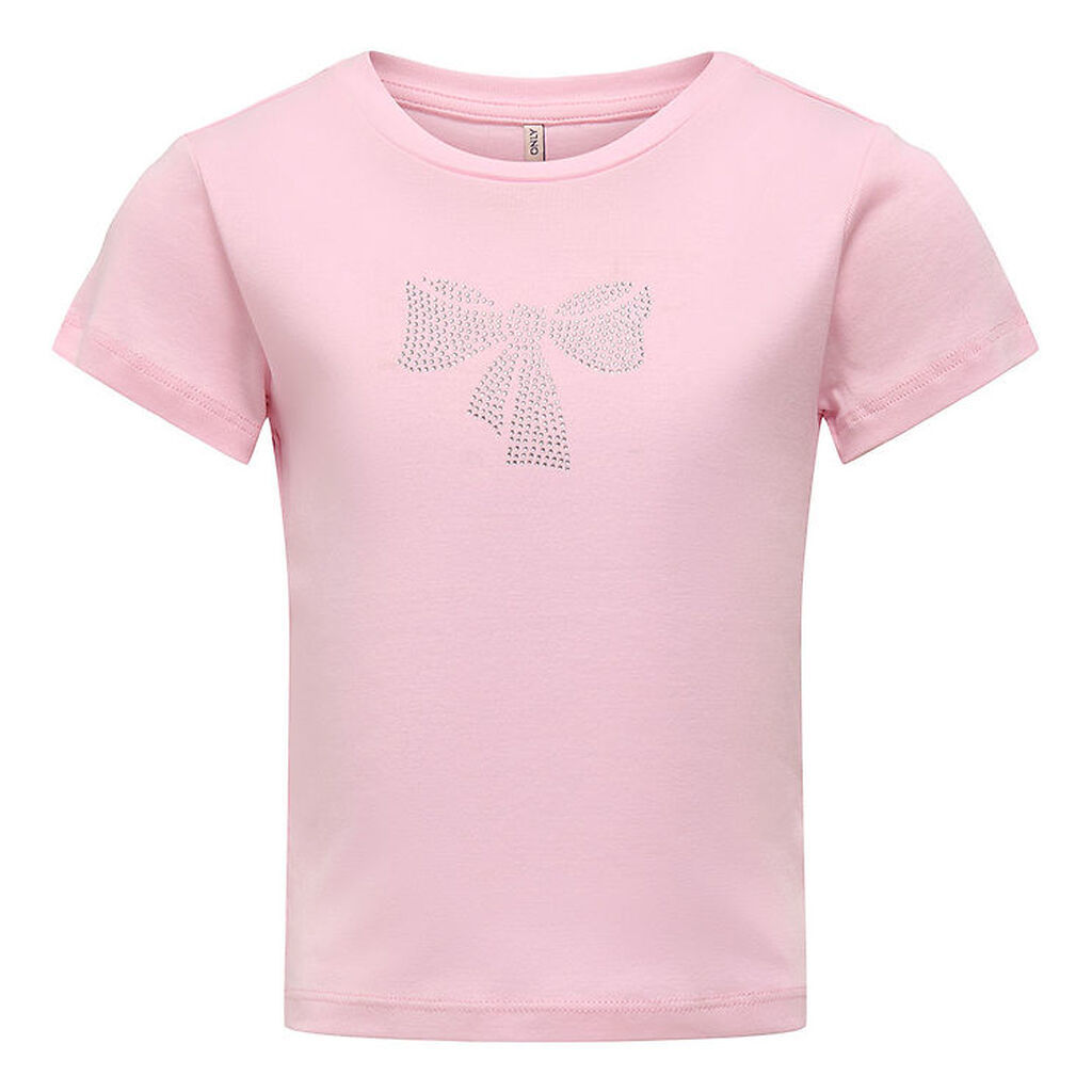 Kids Only T-shirt - KogKira - Roseate Spoonbil/Bow m. Rhinsten