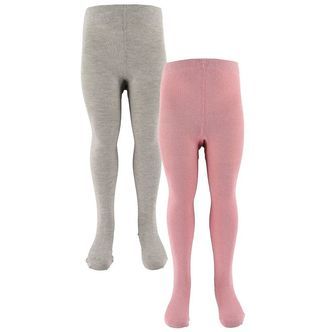 Minymo Strømpebukser - 2-pak - Grå/Rosa m. Glimmer