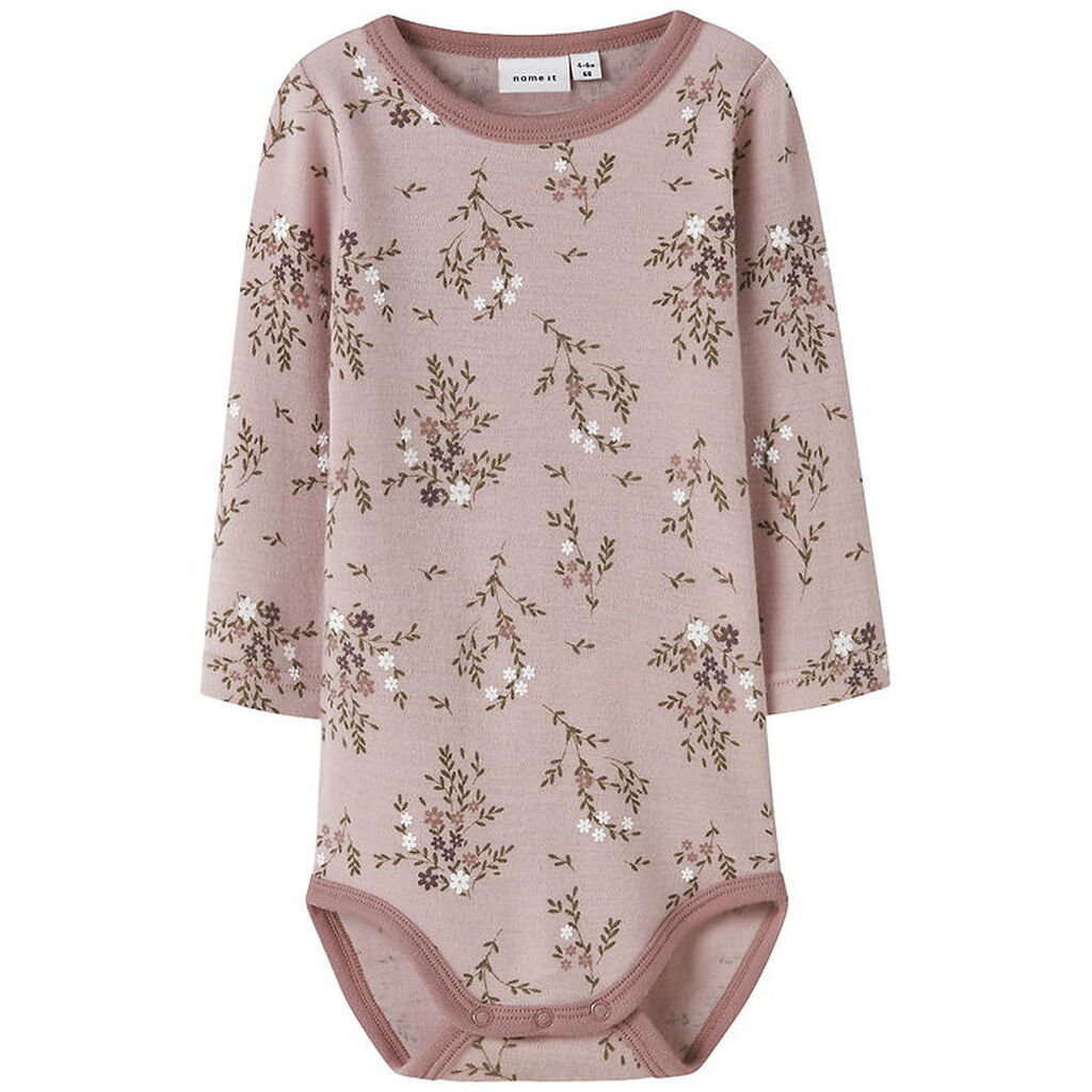 Name It Body l/æ - Uld - NbfWillow - Shadow Gray/Long Flower