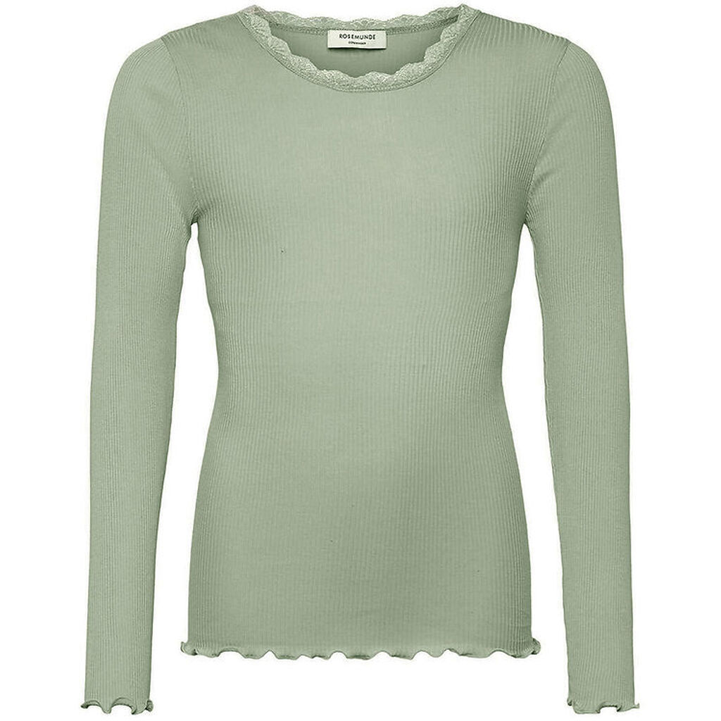 Rosemunde Bluse - Rib - Balta - Abbey Stone m. Blonder