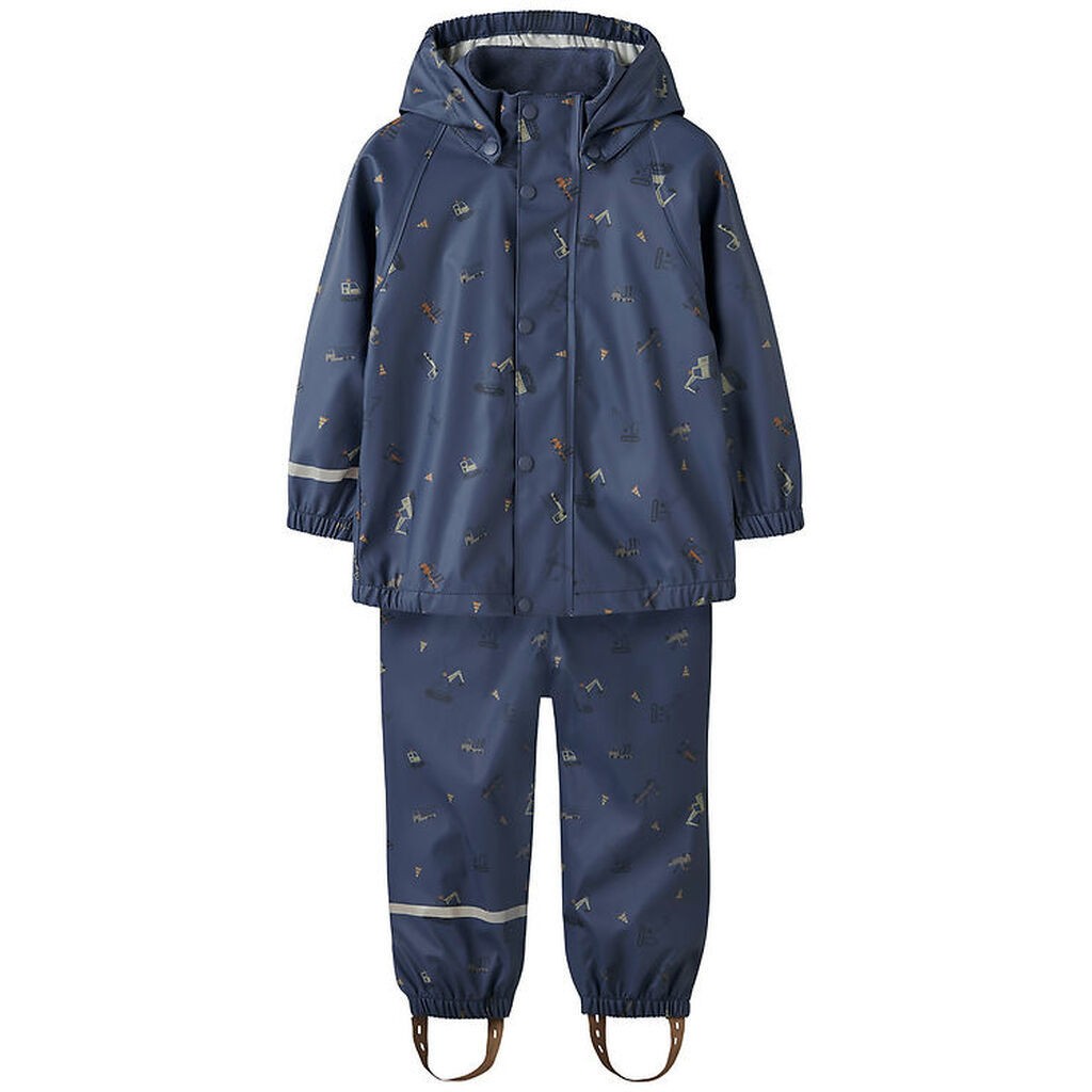 Name It Regntøj m. Seler - NmmDry10 - Vintage Indigo m. Print