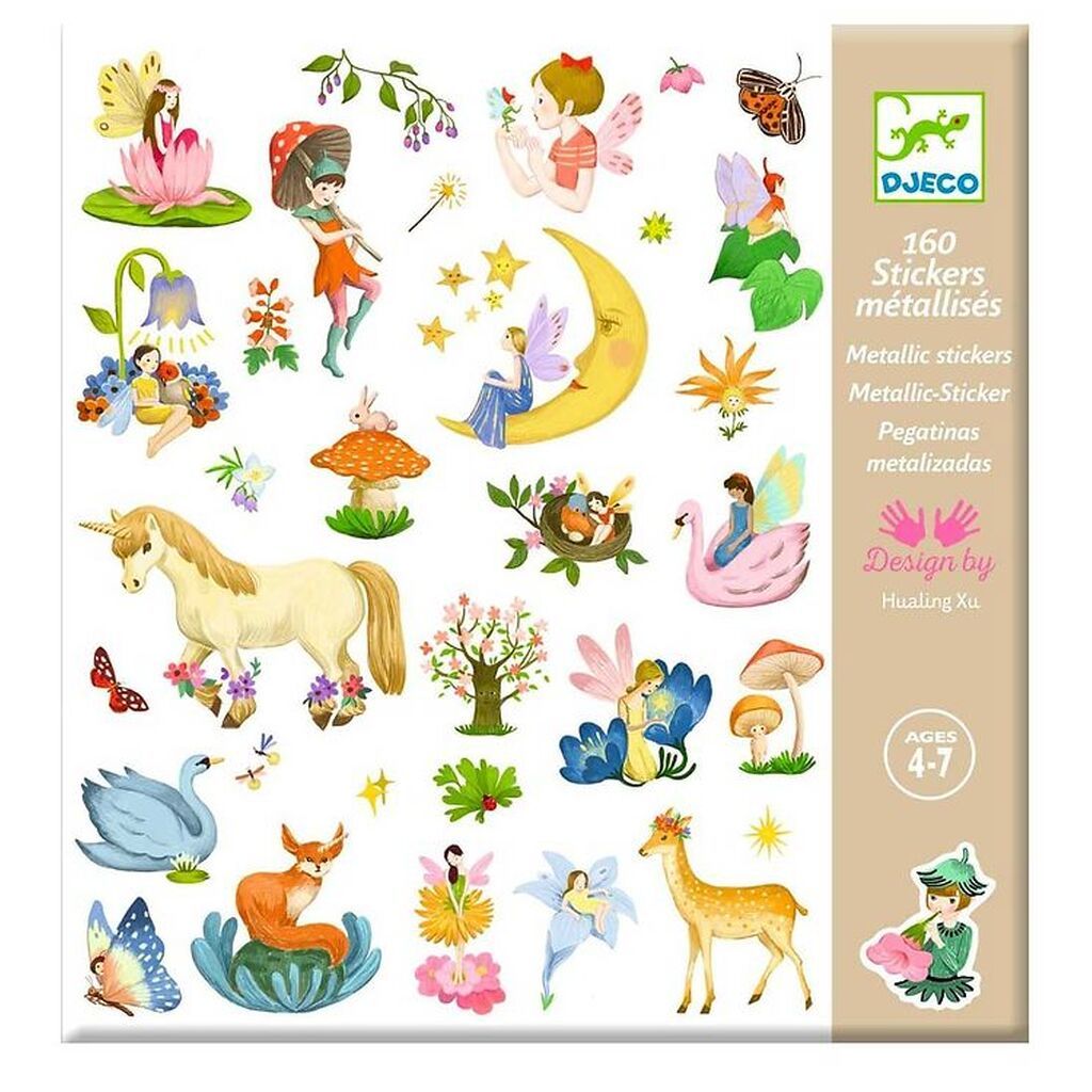 Djeco Klistermærker - Metallic - 160 stk. - Fantasy