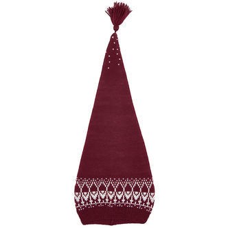 Mikk-Line Nissehue - Strik - Jacquard - Rød m. Mønster