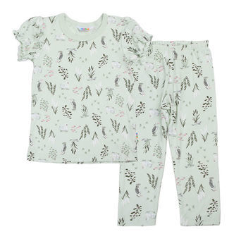 Joha Nattøj - 2-Delt - Viskose/Bambus - Mynte m. Svane