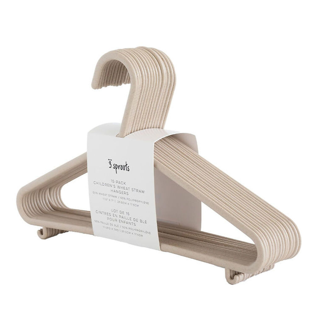 3 Sprouts Bøjler - 15-pak - 29,5 x 17,5 cm - Beige