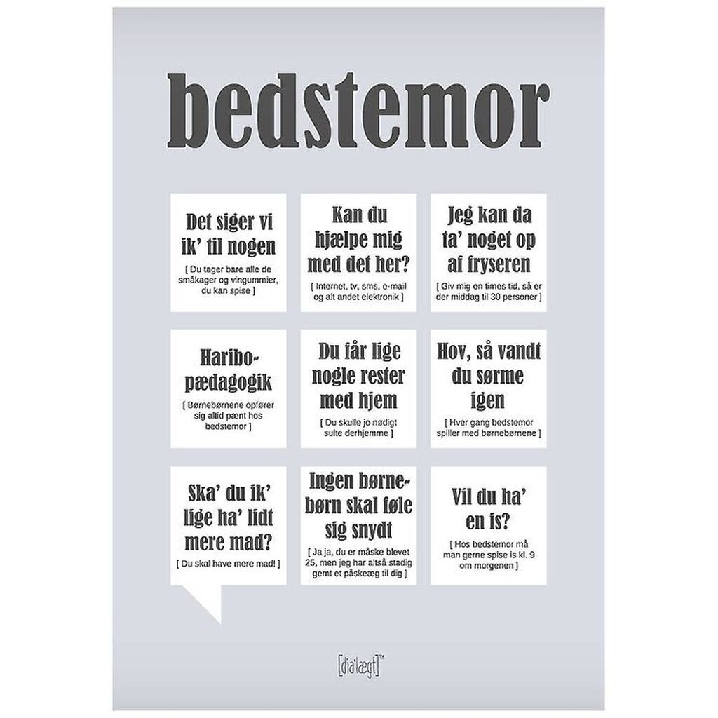 Dialægt Plakat - 30x42 - Bedstemor