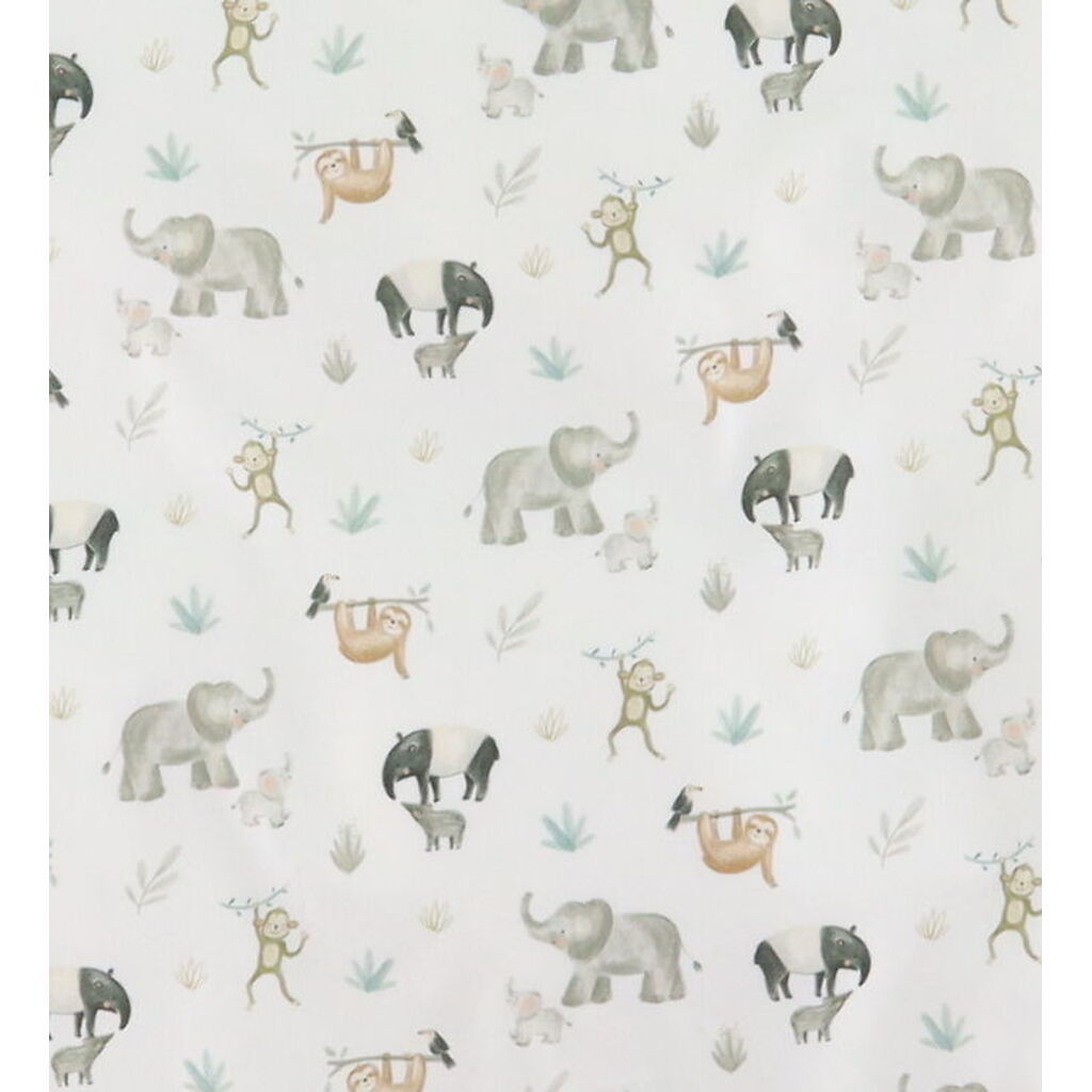 Nørgaard Madsens Sengetøj - Poplin - Baby - Hvid m. Elefanter/Ab