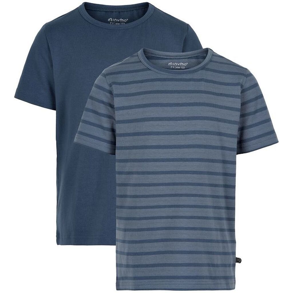 Minymo T-shirts - 2-pak - New Navy m. Striber