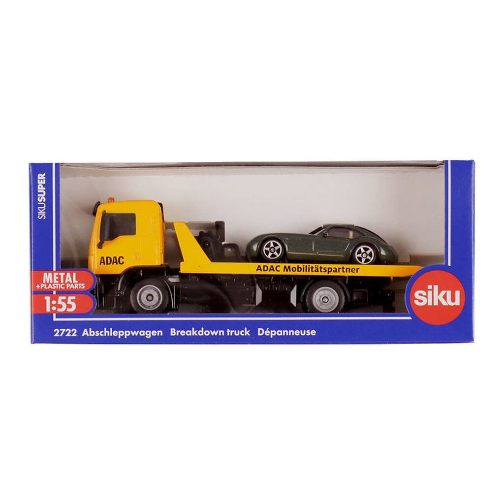 Siku Lastbil m. Bil - 1:55 - Breakdown Truck - Gul