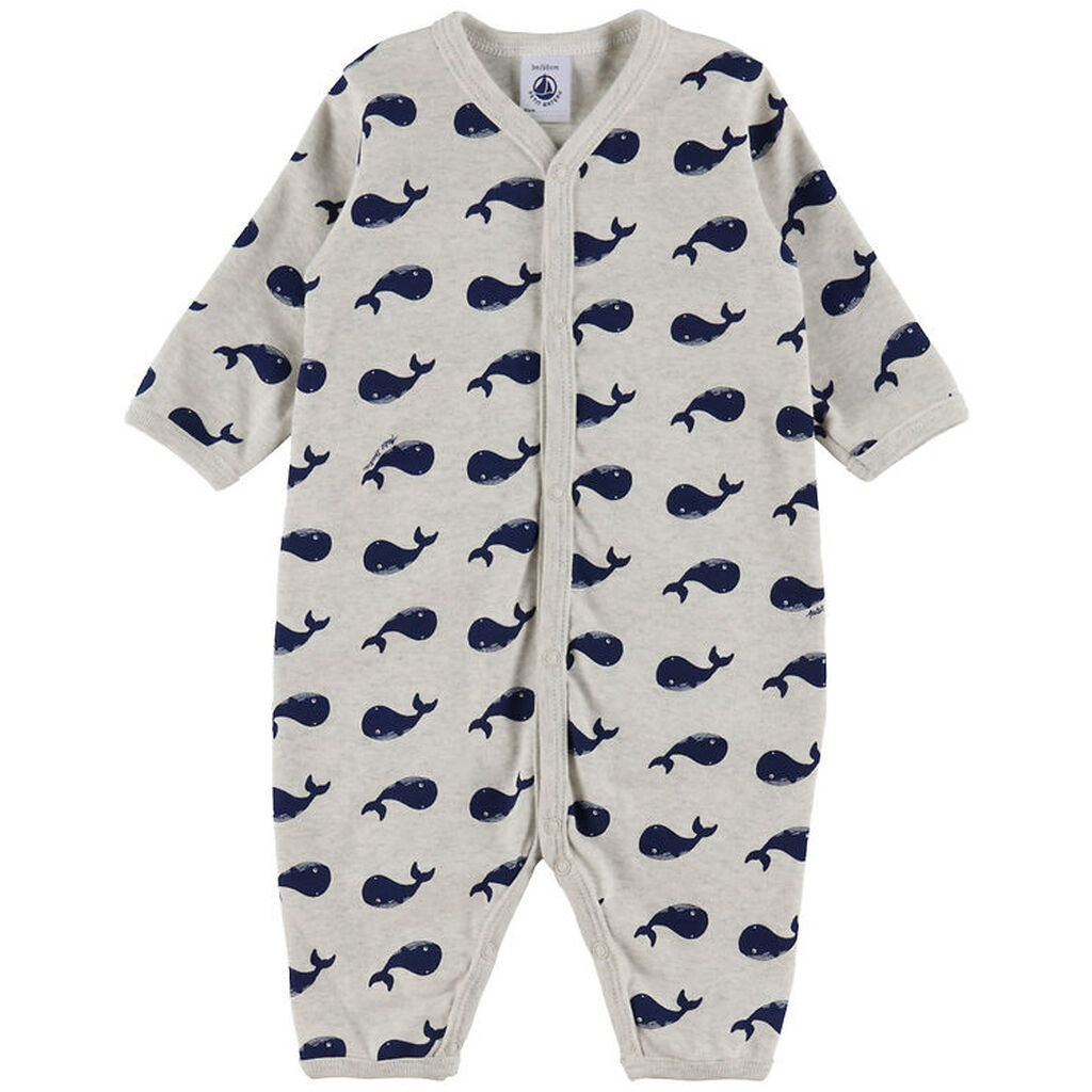 Petit Bateau Natdragt - Beigemeleret m. Hvaler