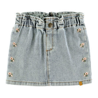 Lil Atelier Nederdel - NmfDarlee - Medium Blue Denim/Flower Emb