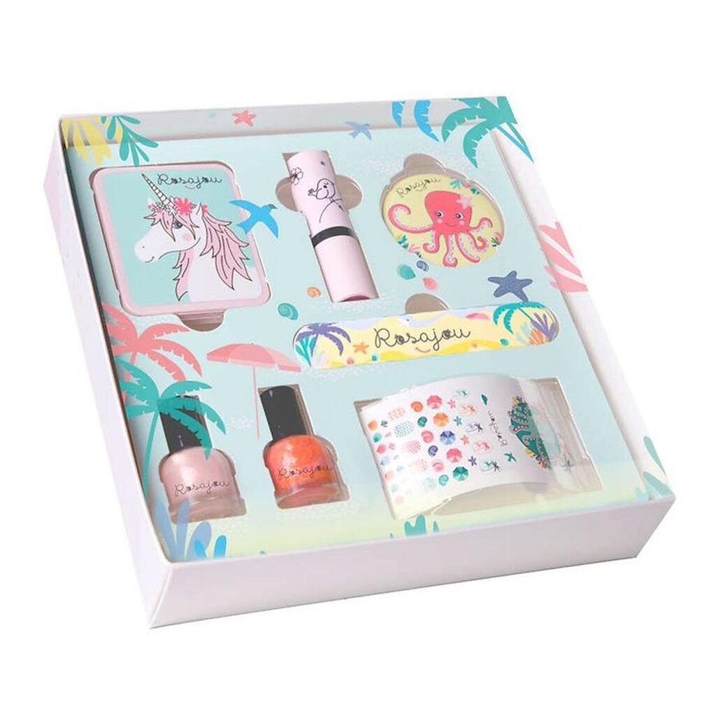 Rosajou Sminkesæt - Blush/Læbestift/Neglelak m.m. - 7 Dele - Pin