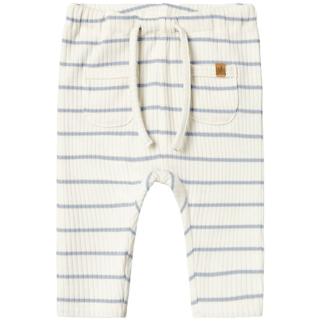 Lil' Atelier Bukser - Rib - NbmKail - Coconut Milk/Zen Blue