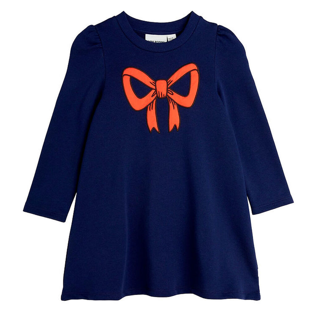 Mini Rodini Sweatkjole - Bow - Blue