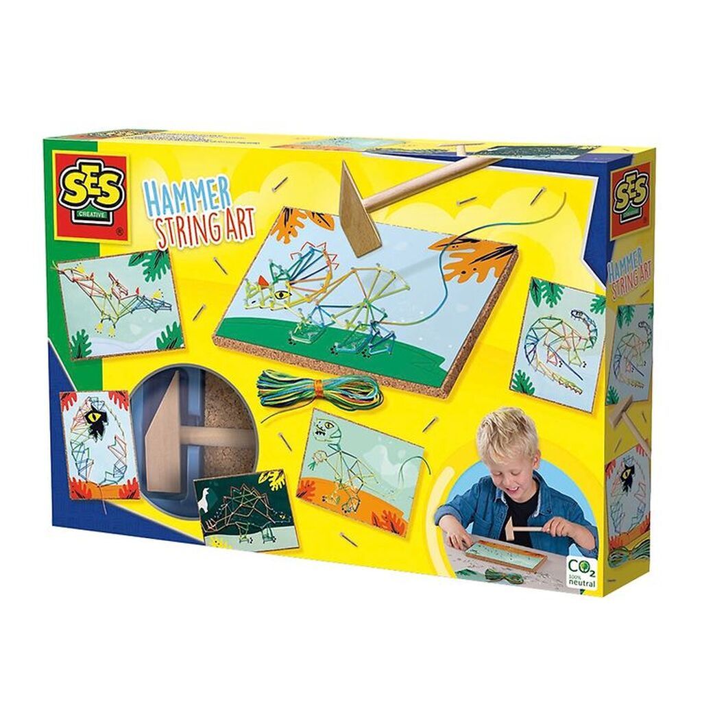 SES Creative Dekorationssæt - Snorekunst m. Hammer - Dino