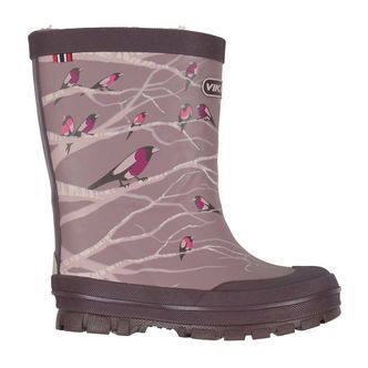 Viking Termostøvler - Jolly - Dusty Pink m. Fugle
