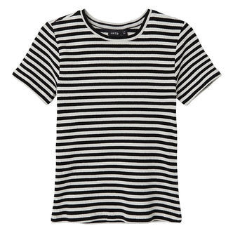 LMTD T-shirt - NlfDallas - Rib - Black/White STRIPES