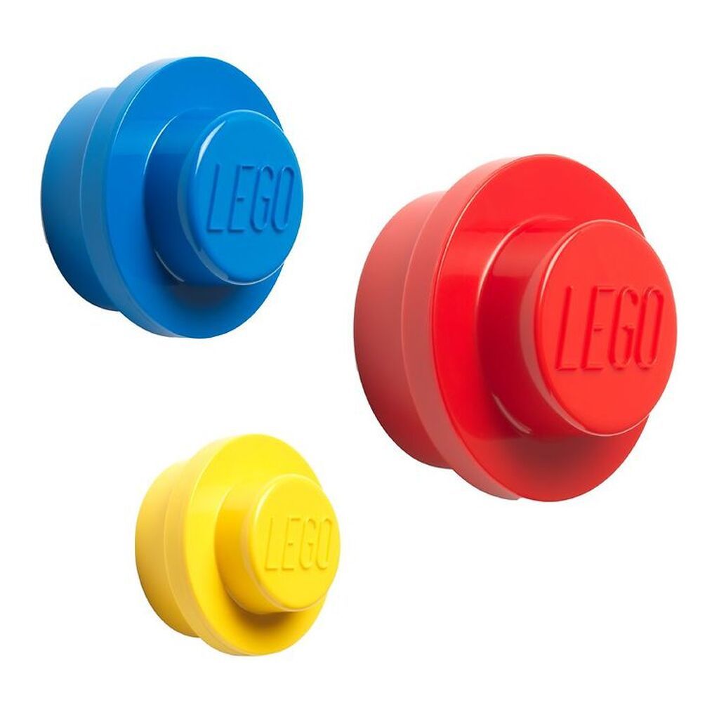 LEGOÂ® Storage Knagerækkesæt - 3 stk - 10/8/5 cm - Gul/Blå/Rød