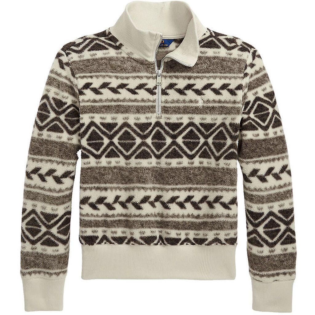 Polo Ralph Lauren Fleecetrøje - Holiday - Creme/Brun m. Mønster