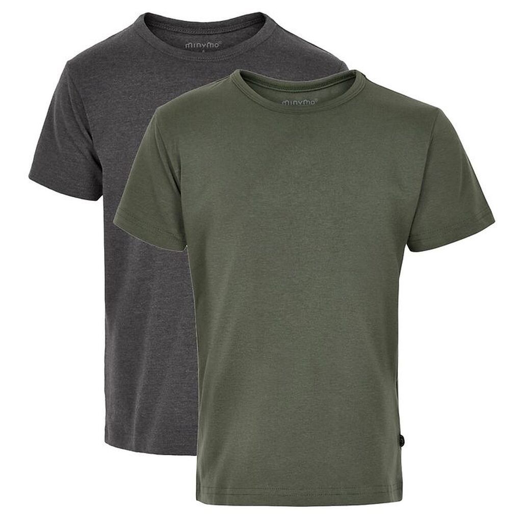 Minymo T-shirt - 2-pak - Koksgrå/Army