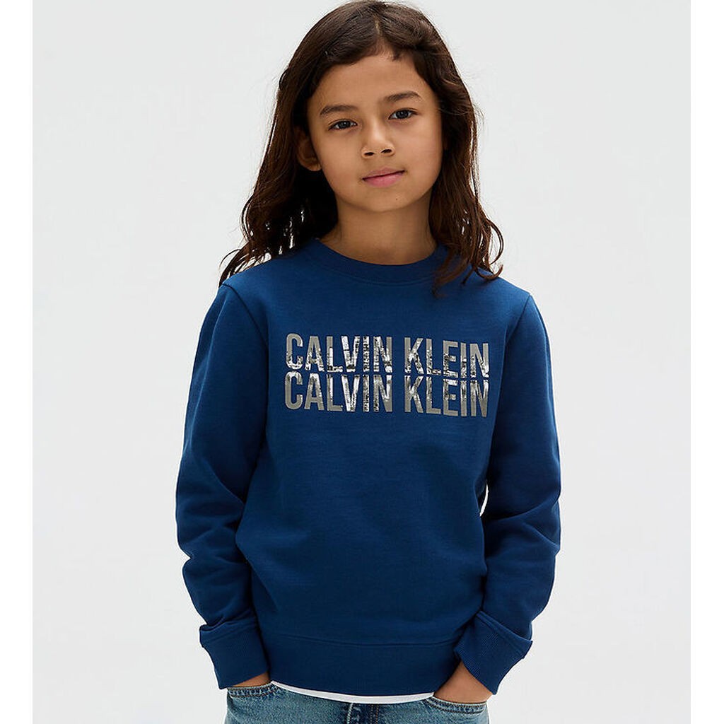 Calvin Klein Sweatshirt - Terry Seasonal Logo - Blue Jean
